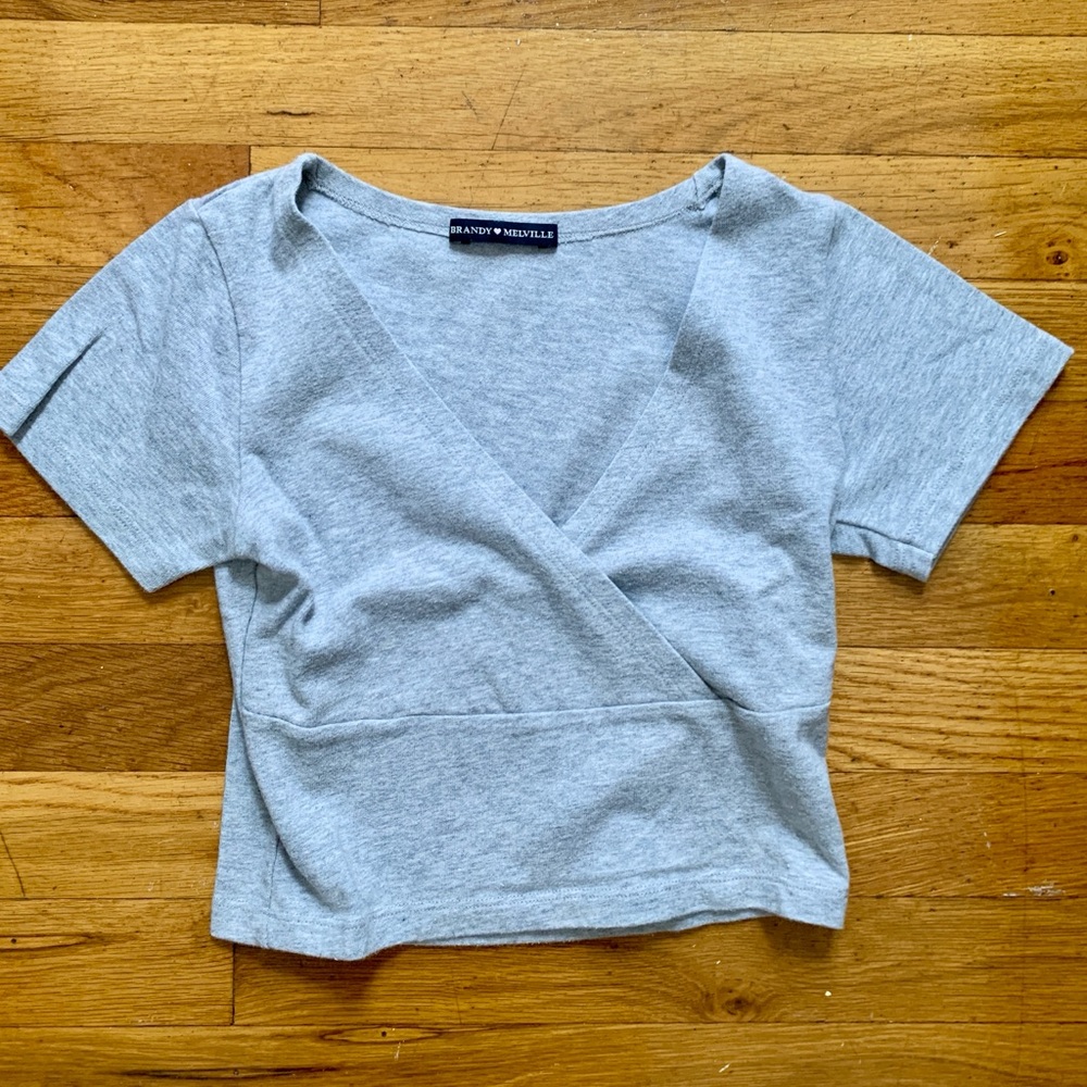 AVAILABLE IN JUNE Brandy Melville Gray Wrap Crop Top